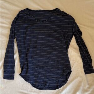 lululemon athletica Navy Striped Long Sleeve Tee